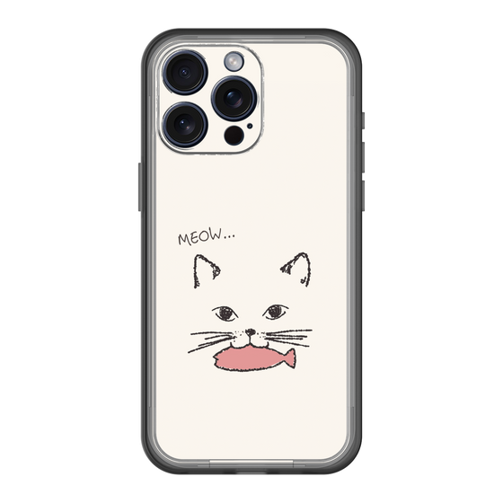 スリムプロテクションプレミアムケース［ 食いしん坊なねこ - White ］