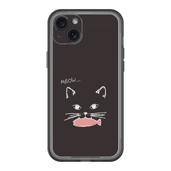 スリムプロテクションプレミアムケース［ 食いしん坊なねこ - Black ］