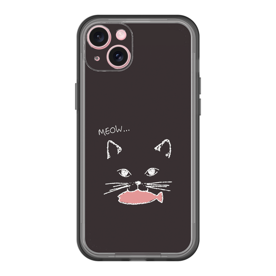 スリムプロテクションプレミアムケース［ 食いしん坊なねこ - Black ］