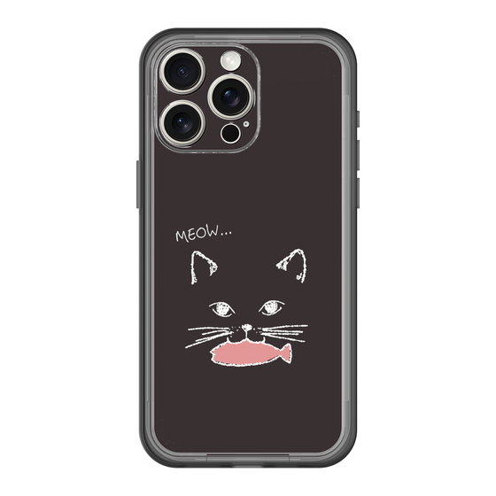 スリムプロテクションプレミアムケース［ 食いしん坊なねこ - Black ］