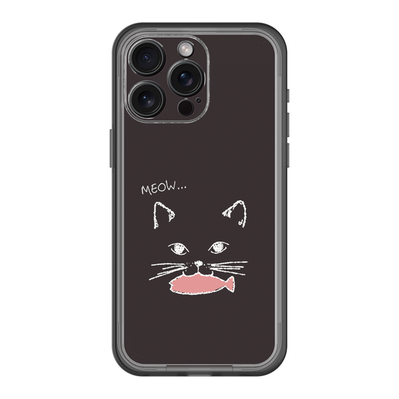 スリムプロテクションプレミアムケース［ 食いしん坊なねこ - Black ］