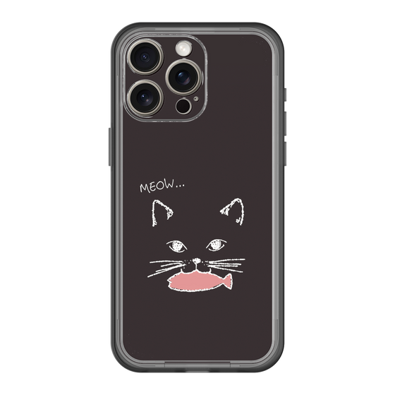 スリムプロテクションプレミアムケース［ 食いしん坊なねこ - Black ］