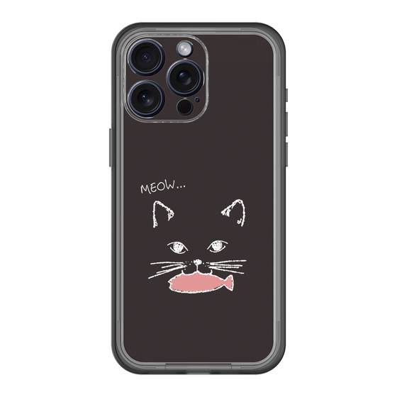 スリムプロテクションプレミアムケース［ 食いしん坊なねこ - Black ］