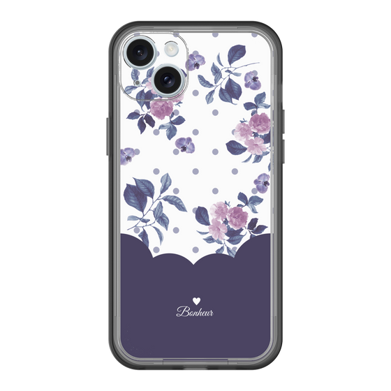 スリムプロテクションプレミアムケース［ ツインドットフラワー - Navy ］