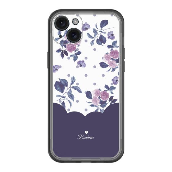 スリムプロテクションプレミアムケース［ ツインドットフラワー - Navy ］