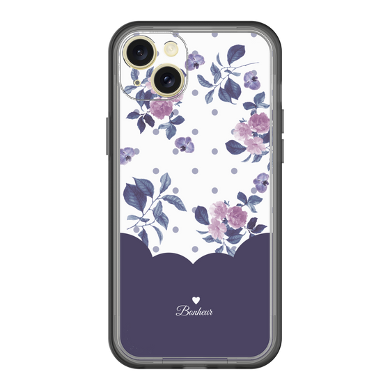 スリムプロテクションプレミアムケース［ ツインドットフラワー - Navy ］