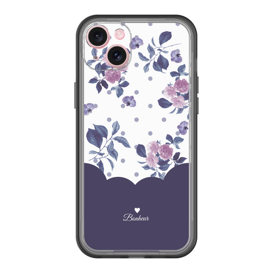 スリムプロテクションプレミアムケース［ ツインドットフラワー - Navy ］