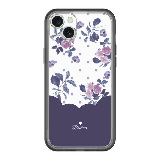 スリムプロテクションプレミアムケース［ ツインドットフラワー - Navy ］