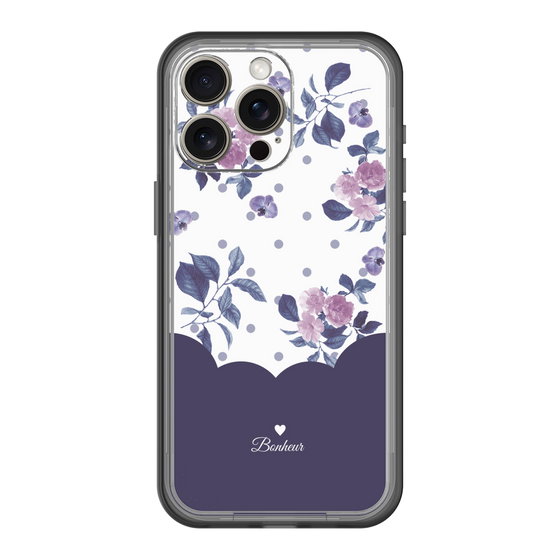 スリムプロテクションプレミアムケース［ ツインドットフラワー - Navy ］