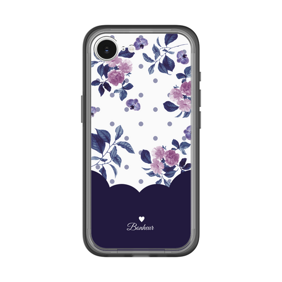 スリムプロテクションプレミアムケース［ ツインドットフラワー - Navy ］