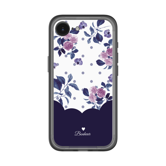 スリムプロテクションプレミアムケース［ ツインドットフラワー - Navy ］