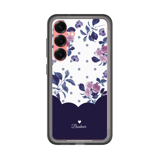 スリムプロテクションプレミアムケース［ ツインドットフラワー - Navy ］