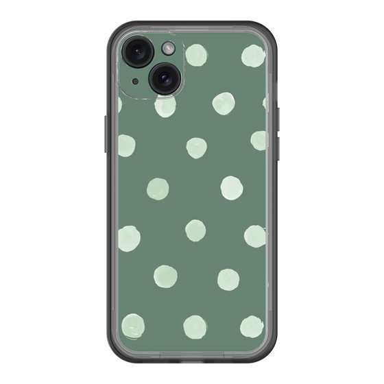 スリムプロテクションプレミアムケース［ 水彩ドット・レトロカラー - Green ］