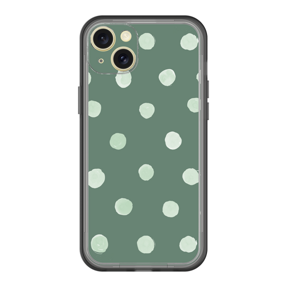 スリムプロテクションプレミアムケース［ 水彩ドット・レトロカラー - Green ］
