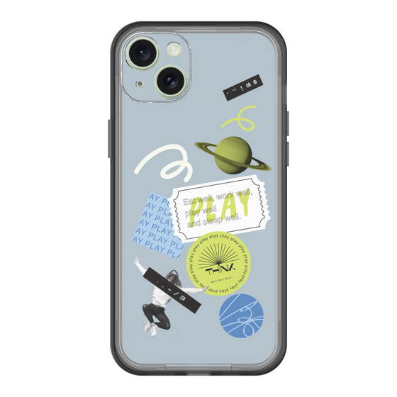 スリムプロテクションプレミアムケース［ Playful sticker - Dusty Blue ］