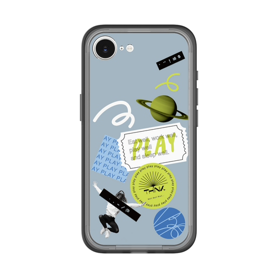 スリムプロテクションプレミアムケース［ Playful sticker - Dusty Blue ］