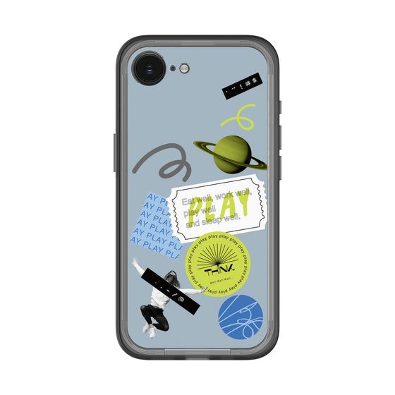 スリムプロテクションプレミアムケース［ Playful sticker - Dusty Blue ］