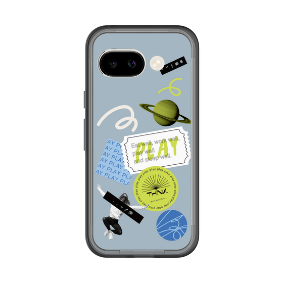 スリムプロテクションプレミアムケース［ Playful sticker - Dusty Blue ］