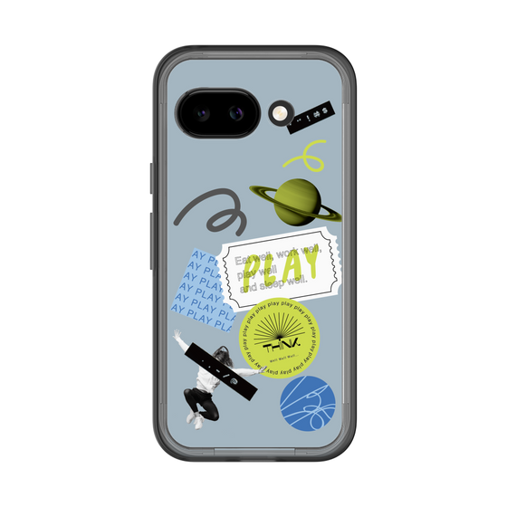 スリムプロテクションプレミアムケース［ Playful sticker - Dusty Blue ］