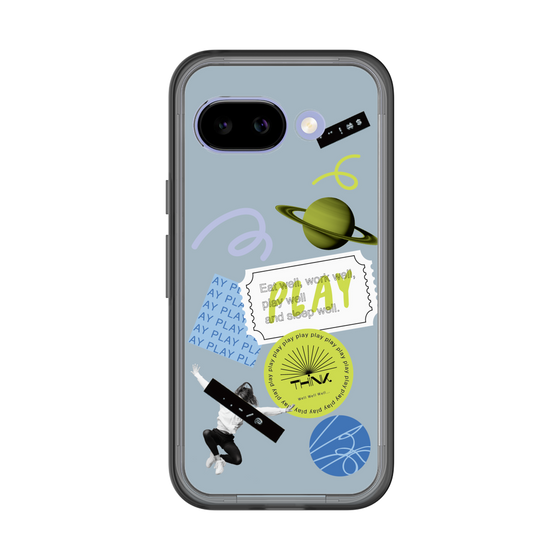 スリムプロテクションプレミアムケース［ Playful sticker - Dusty Blue ］
