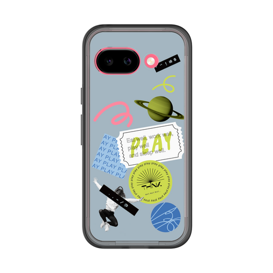スリムプロテクションプレミアムケース［ Playful sticker - Dusty Blue ］