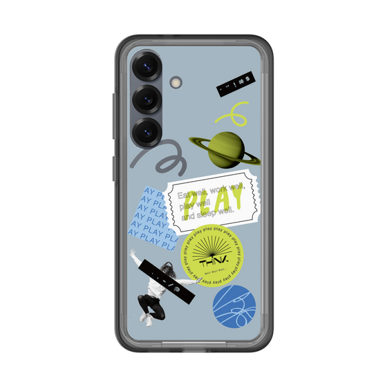 スリムプロテクションプレミアムケース［ Playful sticker - Dusty Blue ］