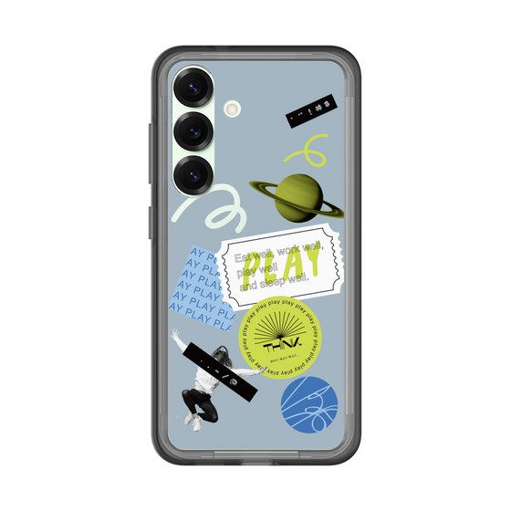 スリムプロテクションプレミアムケース［ Playful sticker - Dusty Blue ］