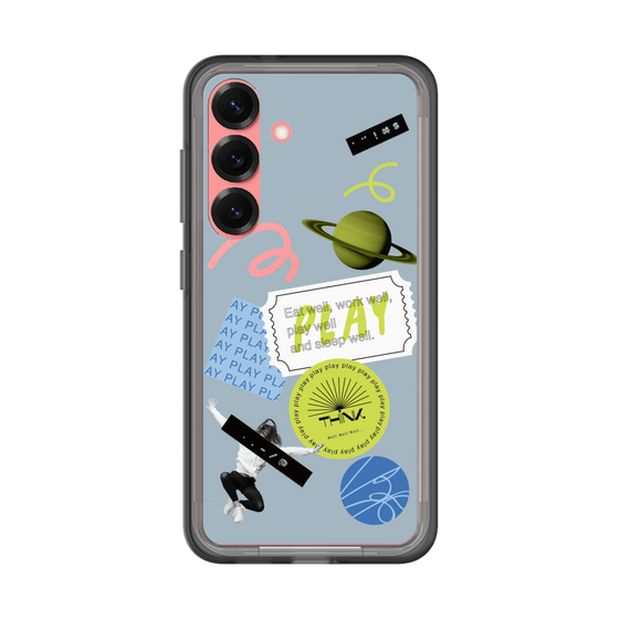 スリムプロテクションプレミアムケース［ Playful sticker - Dusty Blue ］