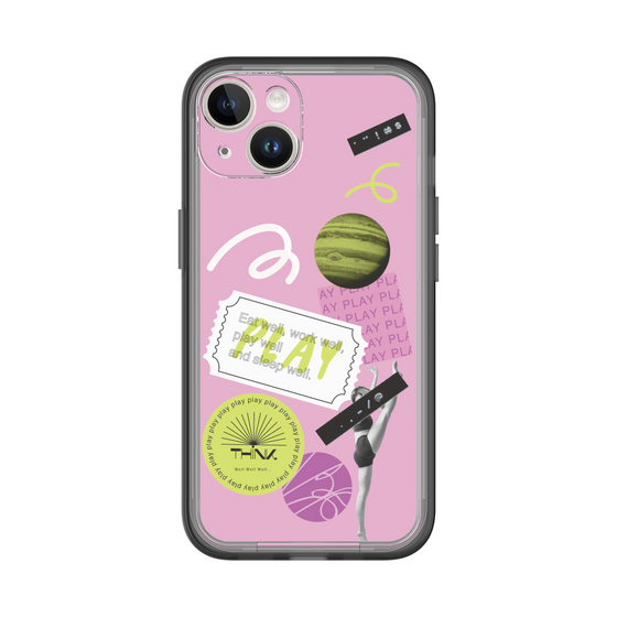 スリムプロテクションプレミアムケース［ Playful sticker - Dusty Pink ］