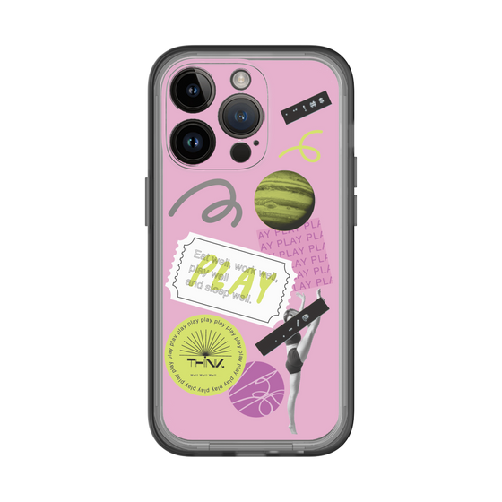 スリムプロテクションプレミアムケース［ Playful sticker - Dusty Pink ］