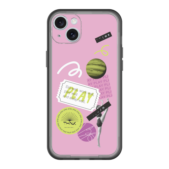 スリムプロテクションプレミアムケース［ Playful sticker - Dusty Pink ］