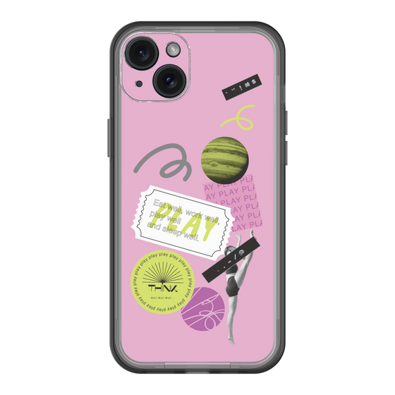 スリムプロテクションプレミアムケース［ Playful sticker - Dusty Pink ］