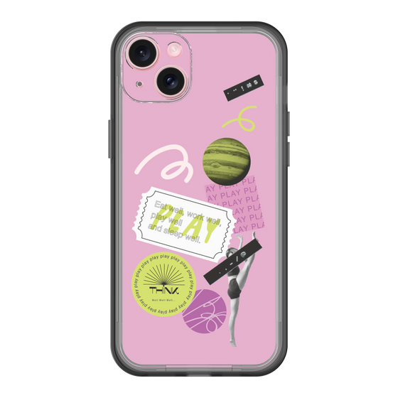 スリムプロテクションプレミアムケース［ Playful sticker - Dusty Pink ］