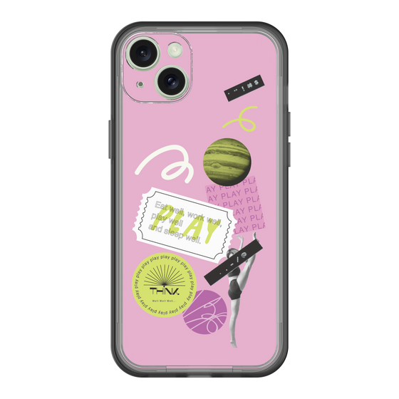 スリムプロテクションプレミアムケース［ Playful sticker - Dusty Pink ］