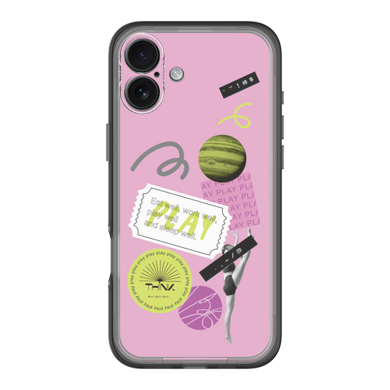 スリムプロテクションプレミアムケース［ Playful sticker - Dusty Pink ］