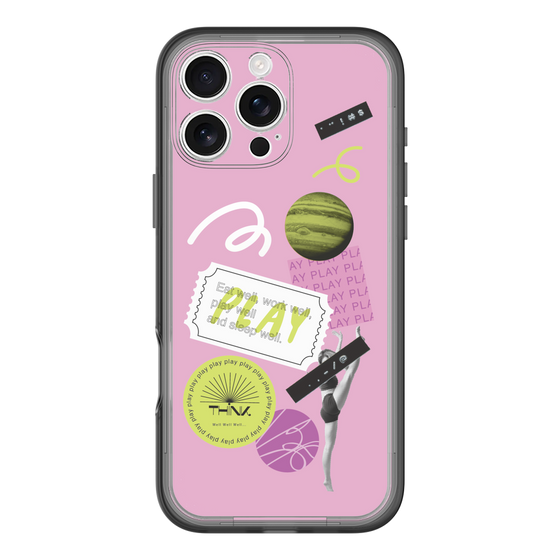 スリムプロテクションプレミアムケース［ Playful sticker - Dusty Pink ］