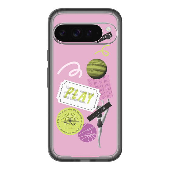 スリムプロテクションプレミアムケース［ Playful sticker - Dusty Pink ］