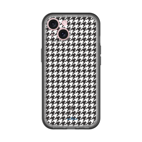 スリムプロテクションプレミアムケース［ Houndstooth Pattern Black with LANVIN en Bleu logo- ランバン 千鳥格子柄 ブラック ］