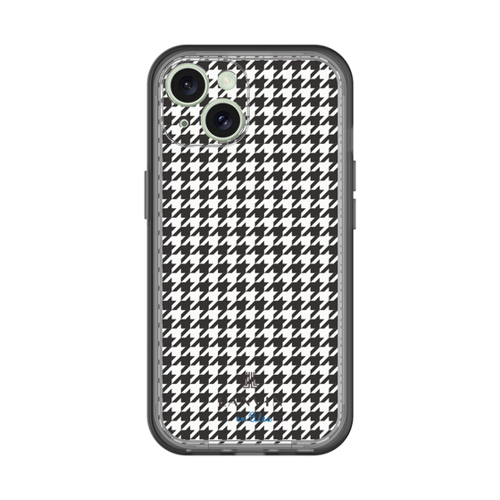 スリムプロテクションプレミアムケース［ Houndstooth Pattern Black with LANVIN en Bleu logo- ランバン 千鳥格子柄 ブラック ］