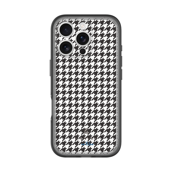 スリムプロテクションプレミアムケース［ Houndstooth Pattern Black with LANVIN en Bleu logo- ランバン 千鳥格子柄 ブラック ］