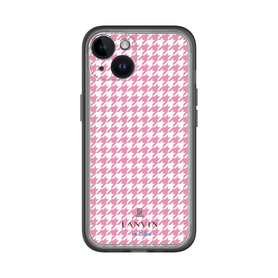 スリムプロテクションプレミアムケース［ Houndstooth Pattern Pink with LANVIN en Bleu logo- ランバン 千鳥格子柄 ピンク ］