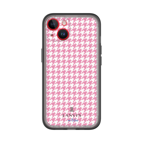 スリムプロテクションプレミアムケース［ Houndstooth Pattern Pink with LANVIN en Bleu logo- ランバン 千鳥格子柄 ピンク ］