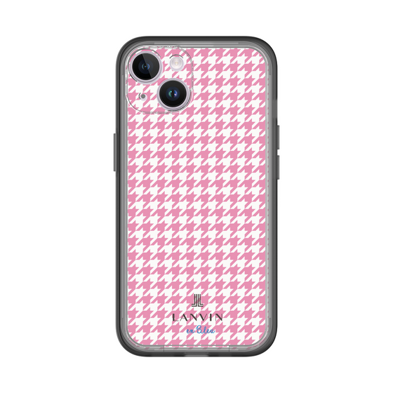 スリムプロテクションプレミアムケース［ Houndstooth Pattern Pink with LANVIN en Bleu logo- ランバン 千鳥格子柄 ピンク ］