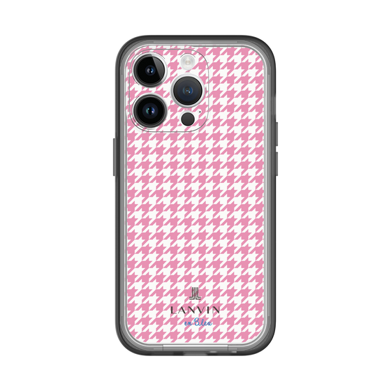 スリムプロテクションプレミアムケース［ Houndstooth Pattern Pink with LANVIN en Bleu logo- ランバン 千鳥格子柄 ピンク ］