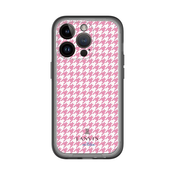 スリムプロテクションプレミアムケース［ Houndstooth Pattern Pink with LANVIN en Bleu logo- ランバン 千鳥格子柄 ピンク ］