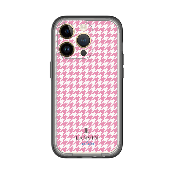 スリムプロテクションプレミアムケース［ Houndstooth Pattern Pink with LANVIN en Bleu logo- ランバン 千鳥格子柄 ピンク ］