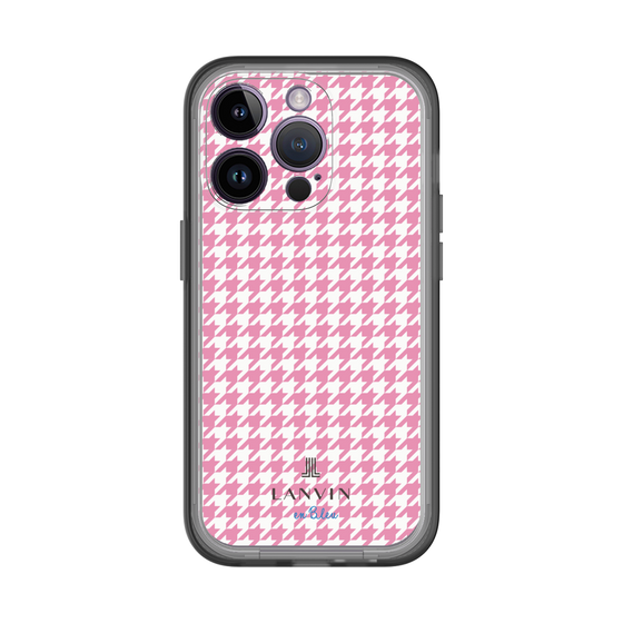 スリムプロテクションプレミアムケース［ Houndstooth Pattern Pink with LANVIN en Bleu logo- ランバン 千鳥格子柄 ピンク ］