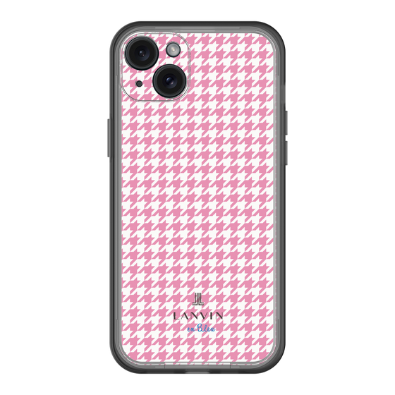 スリムプロテクションプレミアムケース［ Houndstooth Pattern Pink with LANVIN en Bleu logo- ランバン 千鳥格子柄 ピンク ］