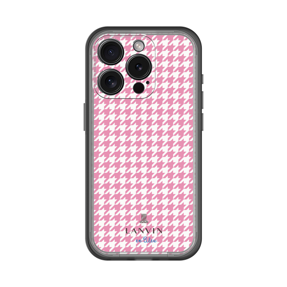 スリムプロテクションプレミアムケース［ Houndstooth Pattern Pink with LANVIN en Bleu logo- ランバン 千鳥格子柄 ピンク ］