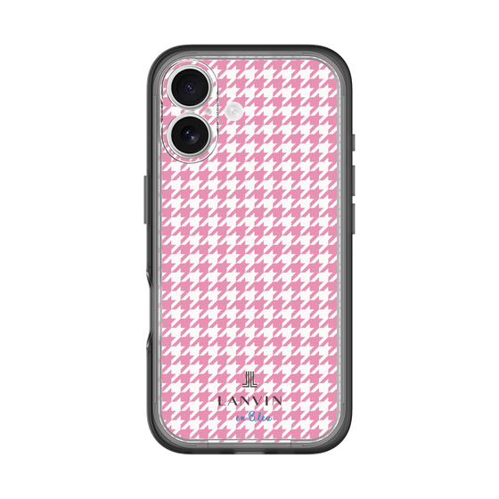 スリムプロテクションプレミアムケース［ Houndstooth Pattern Pink with LANVIN en Bleu logo- ランバン 千鳥格子柄 ピンク ］